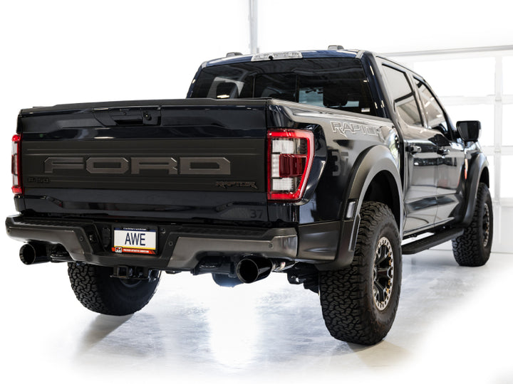 AWE Gen 3 Ford Raptor SwitchPath Exhaust  - Diamond Black Tips - Bull Strap