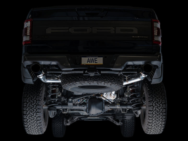AWE Gen 3 Ford Raptor SwitchPath Exhaust  - Diamond Black Tips - Bull Strap