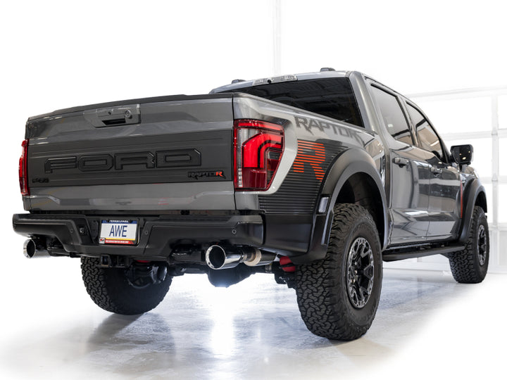 AWE Gen 3 Raptor R SwitchPath Exhaust  - Chrome Silver Tips - Bull Strap