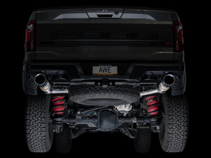 AWE Gen 3 Raptor R SwitchPath Exhaust  - Chrome Silver Tips - Bull Strap