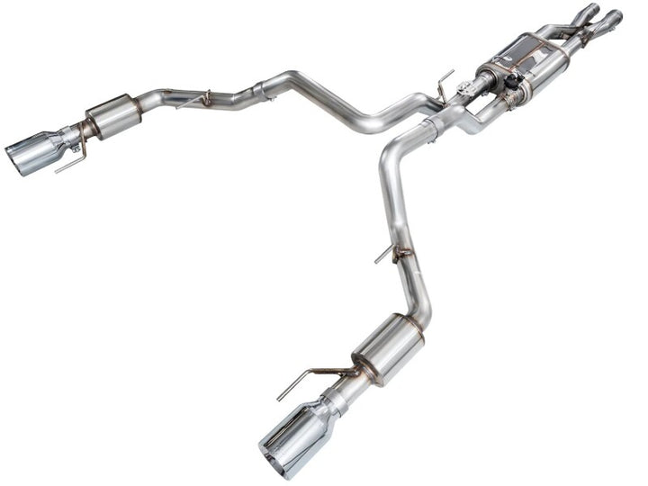AWE Gen 3 Raptor R SwitchPath Exhaust  - Chrome Silver Tips - Bull Strap