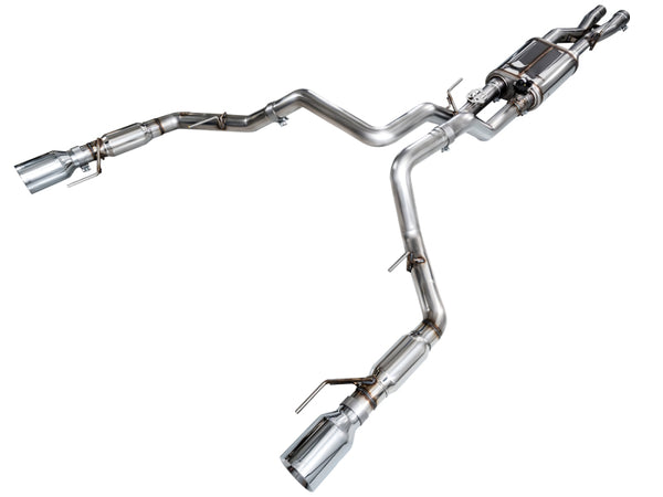 AWE Gen 3 Raptor SwitchPath Exhaust  - Chrome Silver Tips - Bull Strap