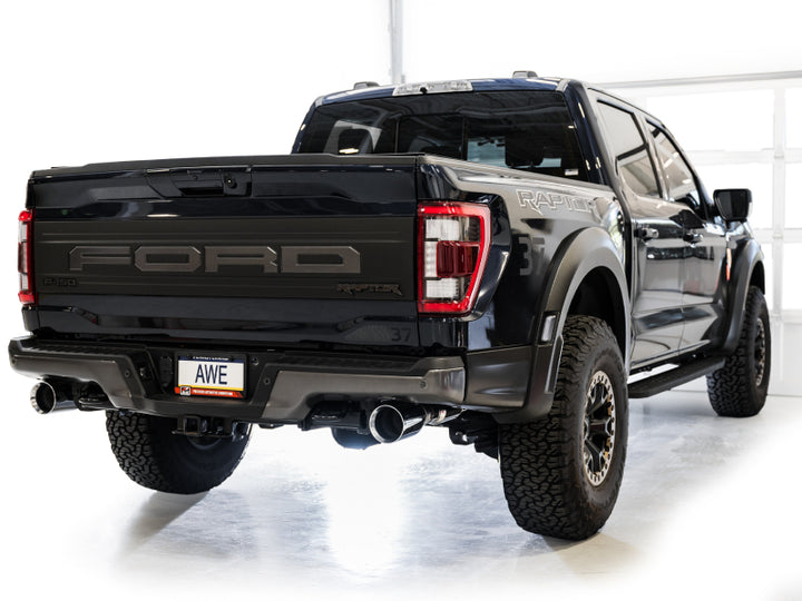 AWE Gen 3 Raptor SwitchPath Exhaust  - Chrome Silver Tips - Bull Strap