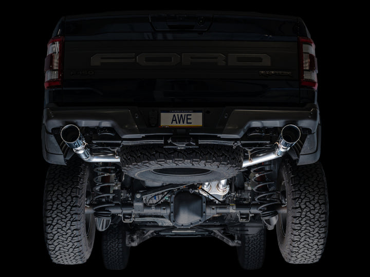 AWE Gen 3 Raptor SwitchPath Exhaust  - Chrome Silver Tips - Bull Strap