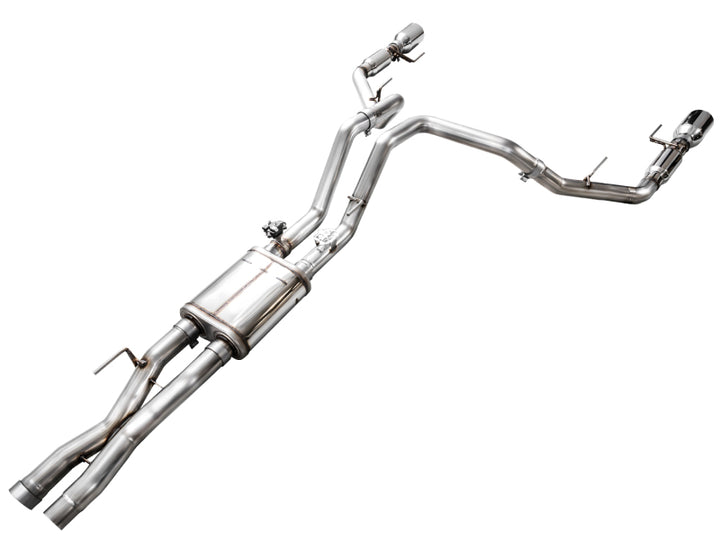AWE Gen 3 Raptor SwitchPath Exhaust  - Chrome Silver Tips - Bull Strap
