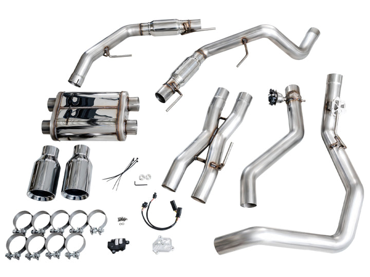 AWE Gen 3 Raptor SwitchPath Exhaust  - Chrome Silver Tips - Bull Strap