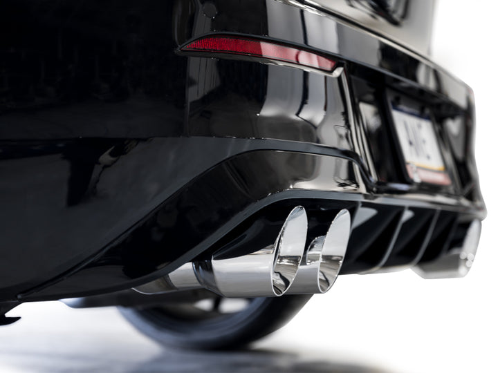 AWE MK8 Volkswagen Golf R 3in Track Edition Quad Exhaust - Chrome Silver Tips - Bull Strap