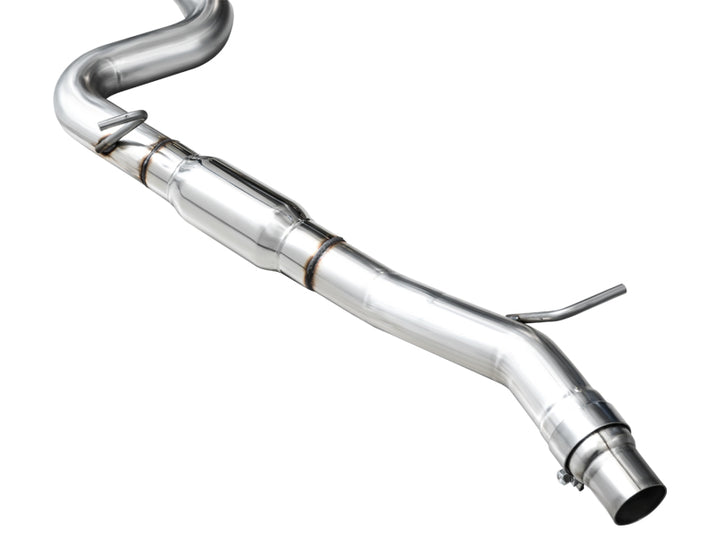 AWE MK8 Volkswagen Golf R 3in Track Edition Quad Exhaust - Chrome Silver Tips - Bull Strap