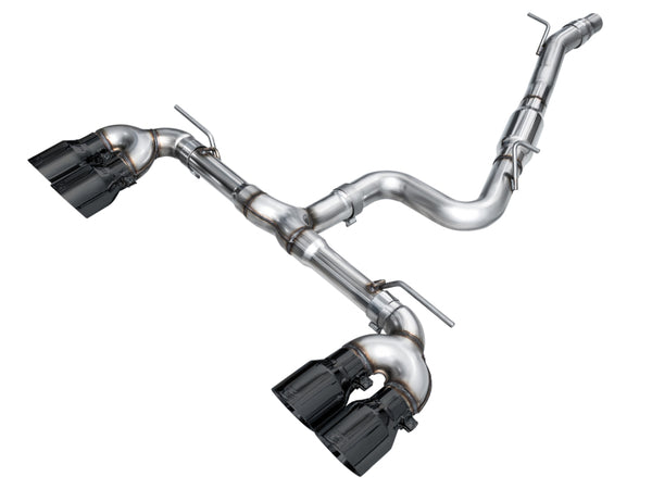 AWE MK8 Volkswagen Golf R 3in Track Edition Quad Exhaust - Diamond Black Tips - Bull Strap