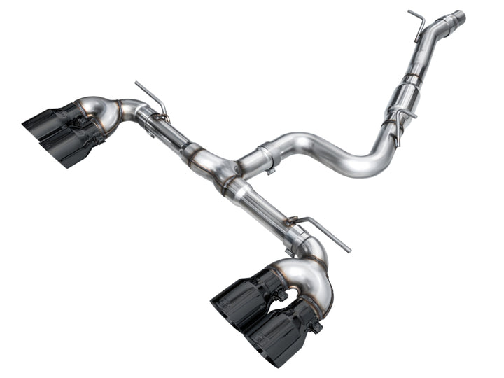 AWE MK8 Volkswagen Golf R 3in Track Edition Quad Exhaust - Diamond Black Tips - Bull Strap