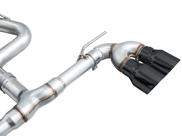 AWE MK8 Volkswagen Golf R 3in Track Edition Quad Exhaust - Diamond Black Tips - Bull Strap
