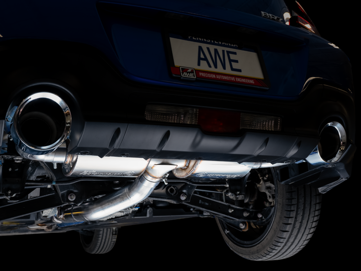 AWE Subaru BRZ/ Toyota GR86/ Toyota 86 Touring Edition Cat-Back Exhaust- Chrome Silver Tips - Bull Strap