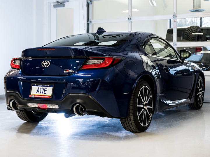 AWE Subaru BRZ/ Toyota GR86/ Toyota 86 Touring Edition Cat-Back Exhaust- Chrome Silver Tips - Bull Strap