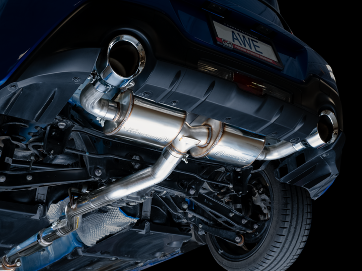 AWE Subaru BRZ/ Toyota GR86/ Toyota 86 Touring Edition Cat-Back Exhaust- Chrome Silver Tips - Bull Strap