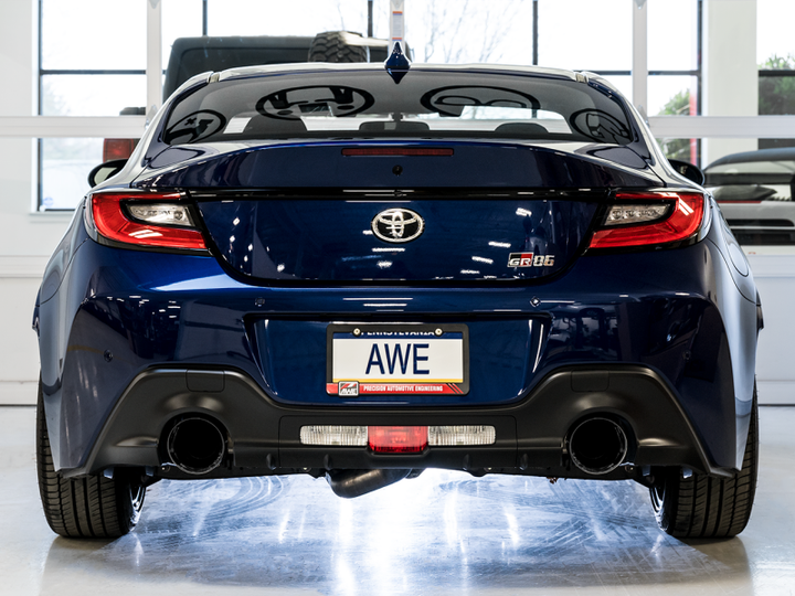AWE Subaru BRZ/ Toyota GR86/ Toyota 86 Touring Edition Cat-Back Exhaust- Diamond Black Tips - Bull Strap