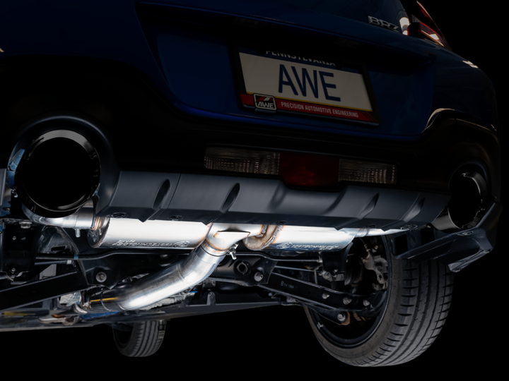 AWE Subaru BRZ/ Toyota GR86/ Toyota 86 Touring Edition Cat-Back Exhaust- Diamond Black Tips - Bull Strap