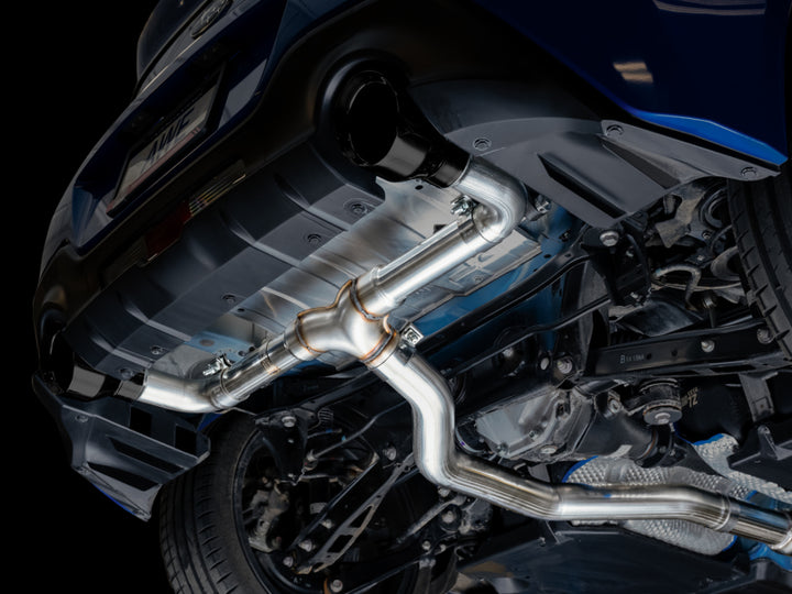 AWE Subaru BRZ / Toyota GR86 / Toyota 86 Track Edition Cat-Back Exhaust- Diamond Black Tips - Bull Strap