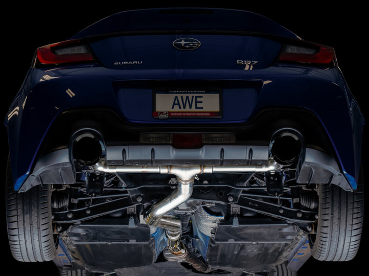 AWE Subaru BRZ / Toyota GR86 / Toyota 86 Track Edition Cat-Back Exhaust- Diamond Black Tips - Bull Strap