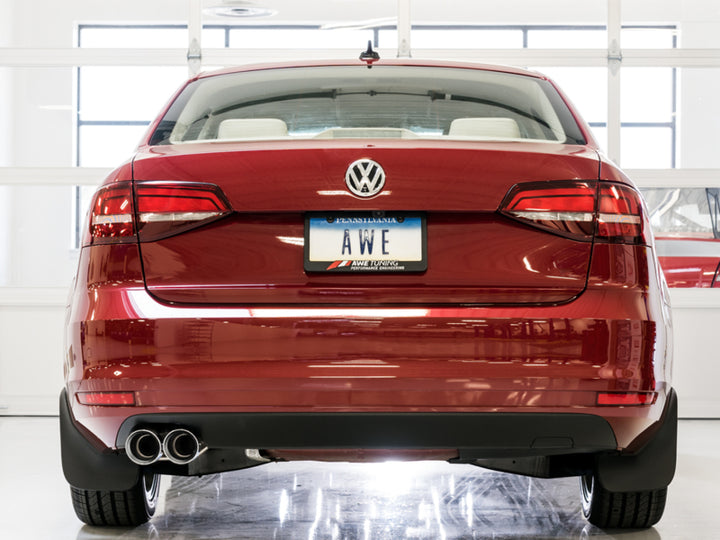 AWE Tuning 09-14 Volkswagen Jetta Mk6 1.4T Track Edition Exhaust - Chrome Silver Tips - Bull Strap