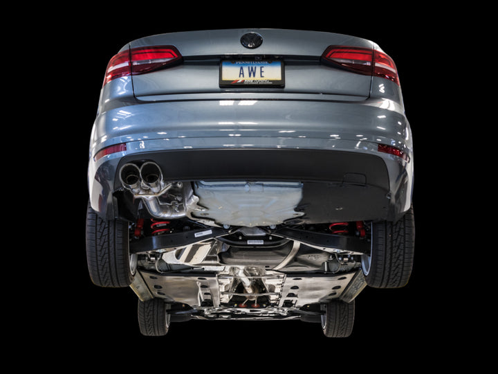 AWE Tuning 09-14 Volkswagen Jetta Mk6 1.4T Track Edition Exhaust - Chrome Silver Tips - Bull Strap