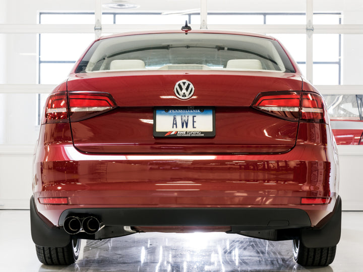 AWE Tuning 09-14 Volkswagen Jetta Mk6 1.4T Track Edition Exhaust - Diamond Black Tips - Bull Strap