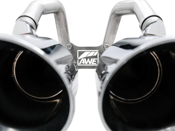 AWE Tuning 14-19 Chevy Corvette C7 Z06/ZR1 (w/AFM) Track Edition Axle-Back Exhaust w/Chrome Tips - Bull Strap
