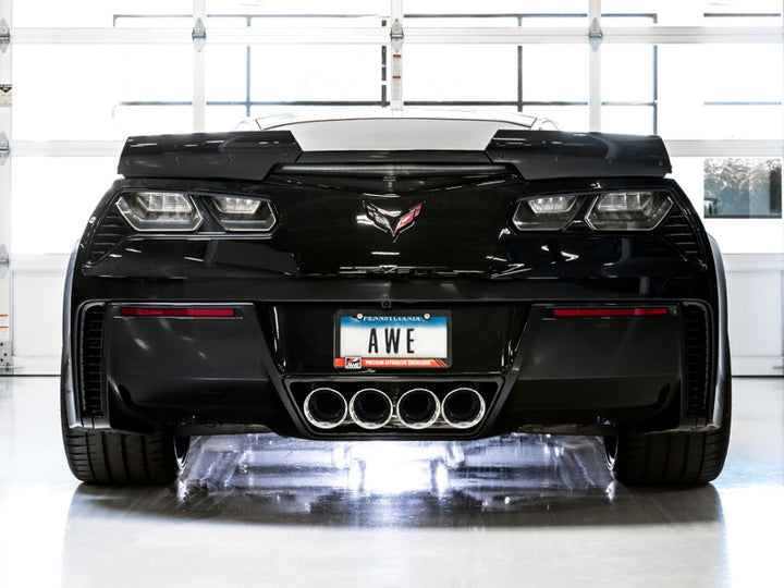 AWE Tuning 14-19 Chevy Corvette C7 Z06/ZR1 (w/o AFM) Touring Edition Axle-Back Exhaust w/Chrome Tips - Bull Strap