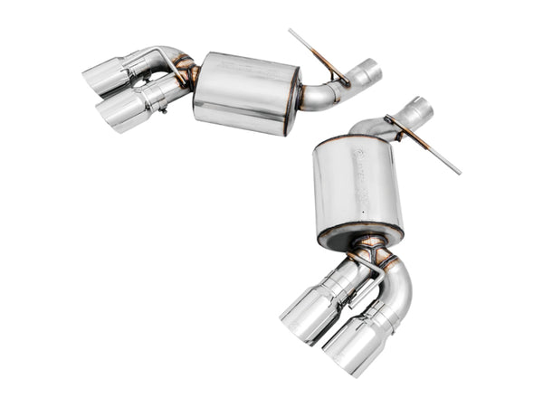 AWE Tuning 16-19 Chevrolet Camaro SS Axle-back Exhaust - Touring Edition (Quad Chrome Silver Tips) - Bull Strap