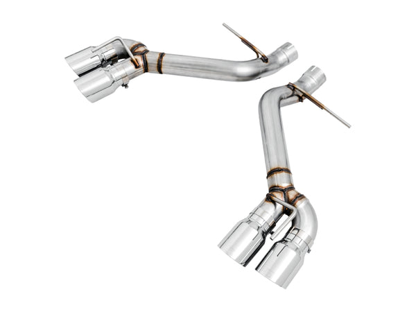 AWE Tuning 16-19 Chevrolet Camaro SS Axle-back Exhaust - Track Edition (Quad Chrome Silver Tips) - Bull Strap