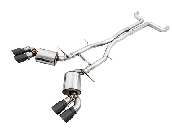 AWE Tuning 16-24 Chevy Camaro SS Non-Res Cat-Back Exhaust -Touring Edition (Quad Diamond Black Tips) - Bull Strap
