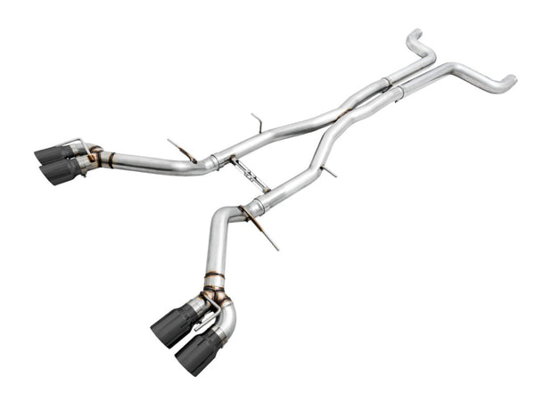 AWE Tuning 16-19 Chevy Camaro SS Non-Res Cat-Back Exhaust - Track Edition (Quad Diamond Black Tips) - Bull Strap