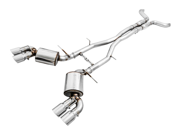 AWE Tuning 16-19 Chevy Camaro SS Res Cat-Back Exhaust -Touring Edition (Quad Chrome Silver Tips) - Bull Strap