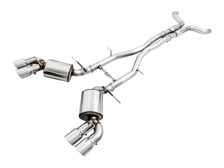 AWE Tuning 16-19 Chevy Camaro SS Res Cat-Back Exhaust -Touring Edition (Quad Chrome Silver Tips) - Bull Strap
