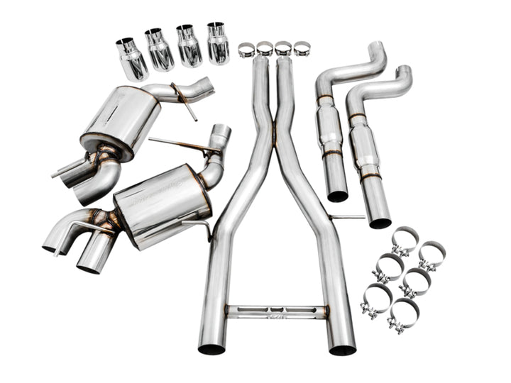 AWE Tuning 16-19 Chevy Camaro SS Res Cat-Back Exhaust -Touring Edition (Quad Chrome Silver Tips) - Bull Strap