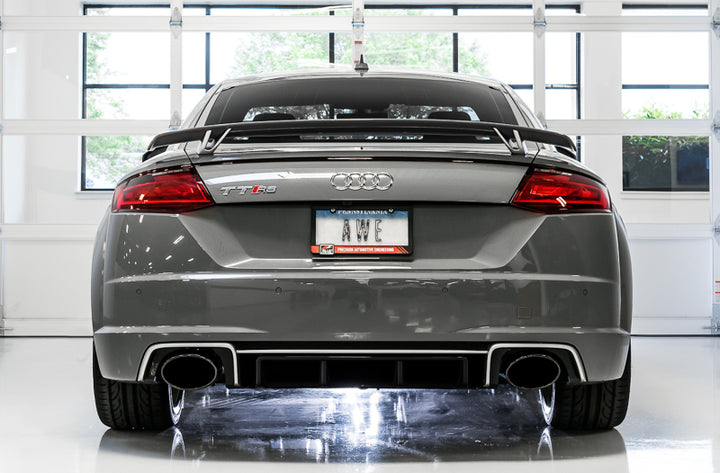 AWE Tuning 18-19 Audi TT RS 8S/RK3 2.5L Turbo Track Edition Exhaust - Diamond Black RS-Style Tips - Bull Strap
