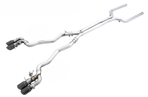 AWE Tuning 18-19 BMW F90 M5 SwitchPatch Cat-Back Exhaust- Black Diamond Tips - Bull Strap
