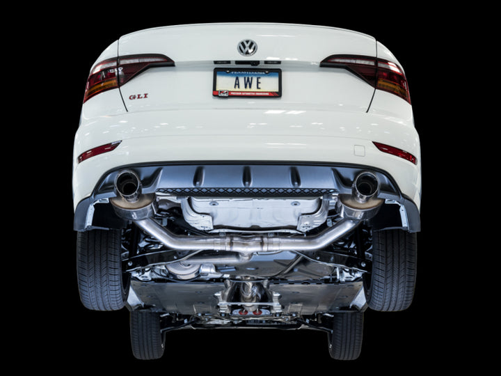 AWE Tuning 18-21 Volkswagen Jetta GLI Mk7 Touring Exhaust - Diamond Black Tips (Fits High-Flow DP) - Bull Strap