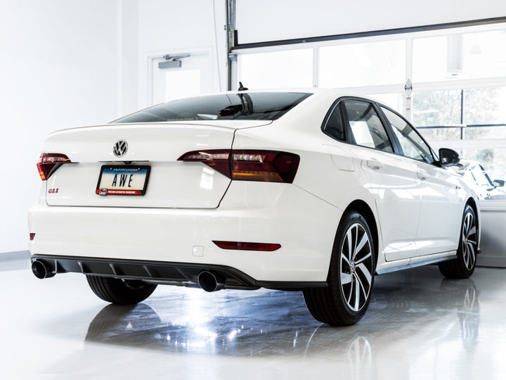 AWE Tuning 18-21 Volkswagen Jetta GLI Mk7 Track Edition Exhaust - Diamond Black Tips (Fits OEM DP) - Bull Strap