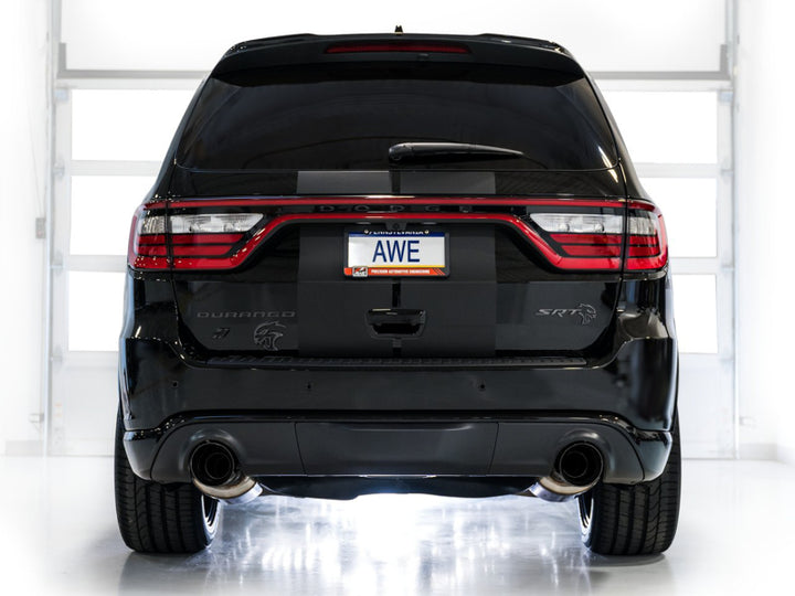 AWE Tuning 18-23 Dodge Durango SRT & Hellcat Track Edition Exhaust - Diamond Black Tips - Bull Strap