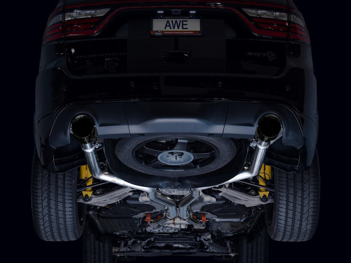 AWE Tuning 18-23 Dodge Durango SRT & Hellcat Track Edition Exhaust - Diamond Black Tips - Bull Strap