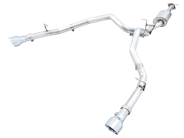 AWE Tuning 19-21 RAM 1500 5.7L (w/Cutouts) 0FG Dual Rear Exit Cat-Back Exhaust - Chrome Silver Tips - Bull Strap