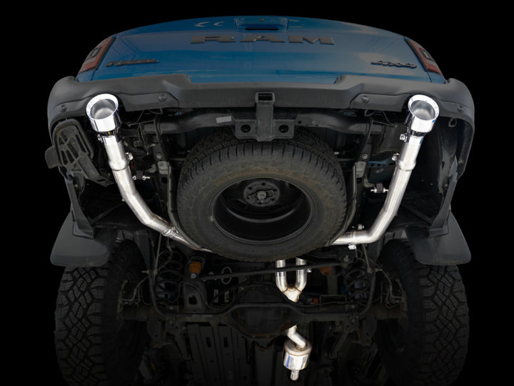 AWE Tuning 19-21 RAM 1500 5.7L (w/Cutouts) 0FG Dual Rear Exit Cat-Back Exhaust - Chrome Silver Tips - Bull Strap