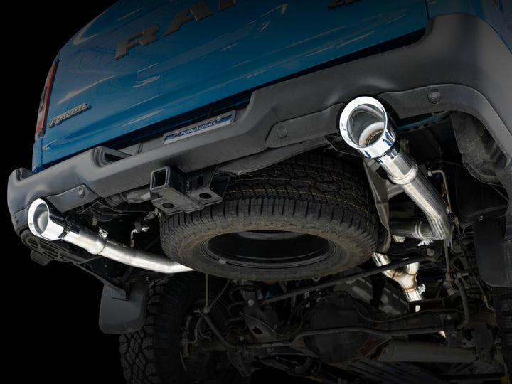 AWE Tuning 19-21 RAM 1500 5.7L (w/Cutouts) 0FG Dual Rear Exit Cat-Back Exhaust - Chrome Silver Tips - Bull Strap