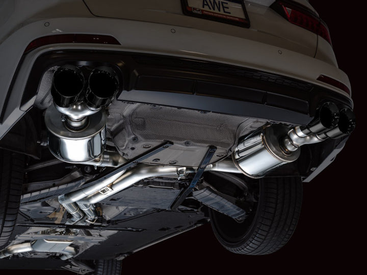 AWE Tuning 19-23 Audi C8 S6/S7 2.9T V6 AWD Touring Edition Exhaust - Diamond Black Tips - Bull Strap