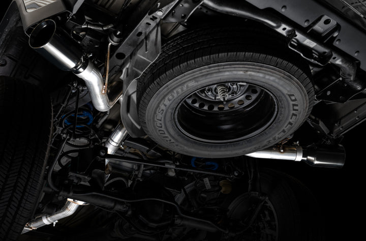 AWE Tuning 20-21 Jeep Gladiator JT 3.6L Tread Edition Cat-Back Dual Exhaust - Diamond Black Tip - Bull Strap