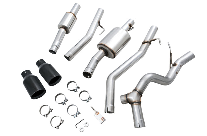 AWE Tuning 20-21 Jeep Gladiator JT 3.6L Tread Edition Cat-Back Dual Exhaust - Diamond Black Tip - Bull Strap