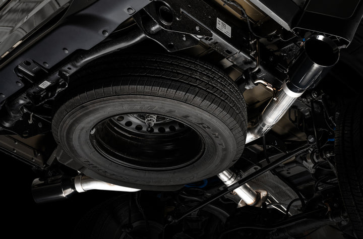 AWE Tuning 20-21 Jeep Gladiator JT 3.6L Tread Edition Cat-Back Dual Exhaust - Diamond Black Tip - Bull Strap