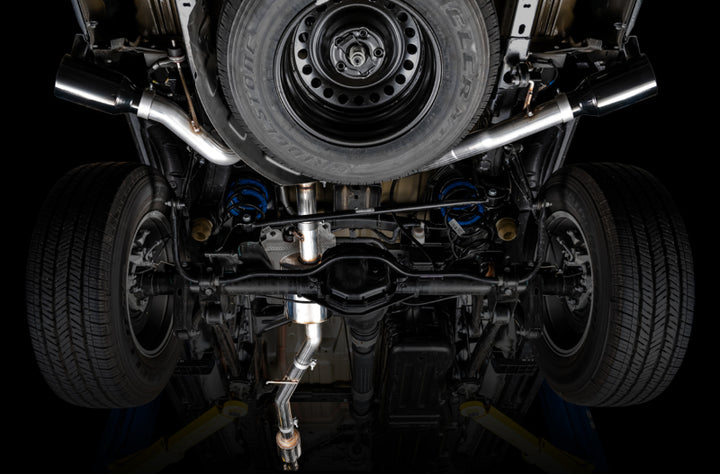AWE Tuning 20-21 Jeep Gladiator JT 3.6L Tread Edition Cat-Back Dual Exhaust - Diamond Black Tip - Bull Strap