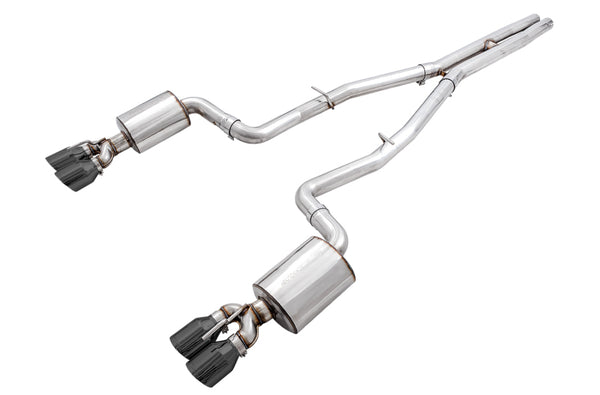 AWE Tuning 2015+ Dodge Challenger 6.4L/6.2L Non-Resonated Touring Edition Exhaust - Quad Black Tips - Bull Strap