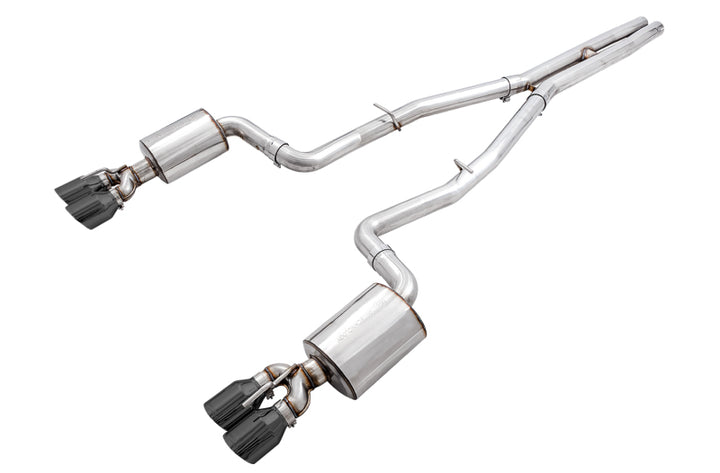 AWE Tuning 2015+ Dodge Challenger 6.4L/6.2L Non-Resonated Touring Edition Exhaust - Quad Black Tips - Bull Strap